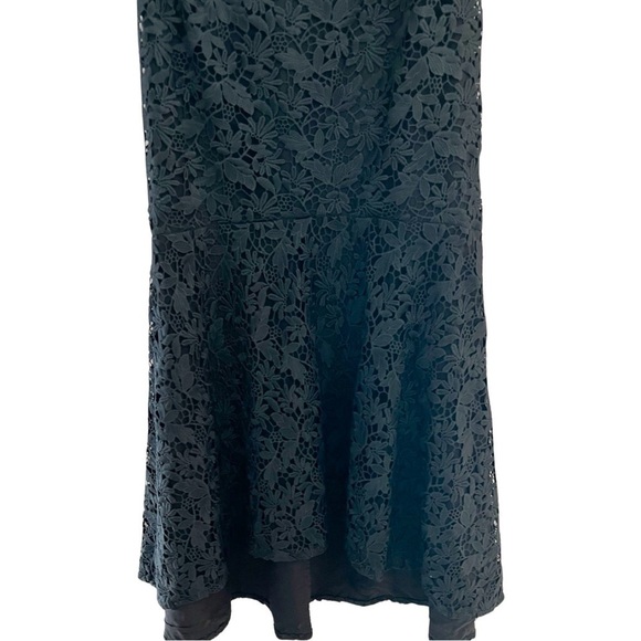 NWT SAU LEE Lace Off Shoulder Cocktail Black Asymmetric Midi Dress Sz 4 - Picture 5 of 9